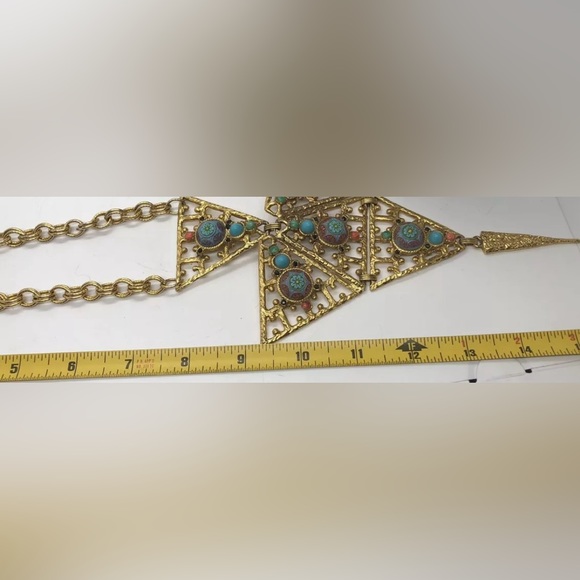 D & E JULIANA Moroccan Matrix Tile Large Pendant Statement Necklace - Picture 9 of 9